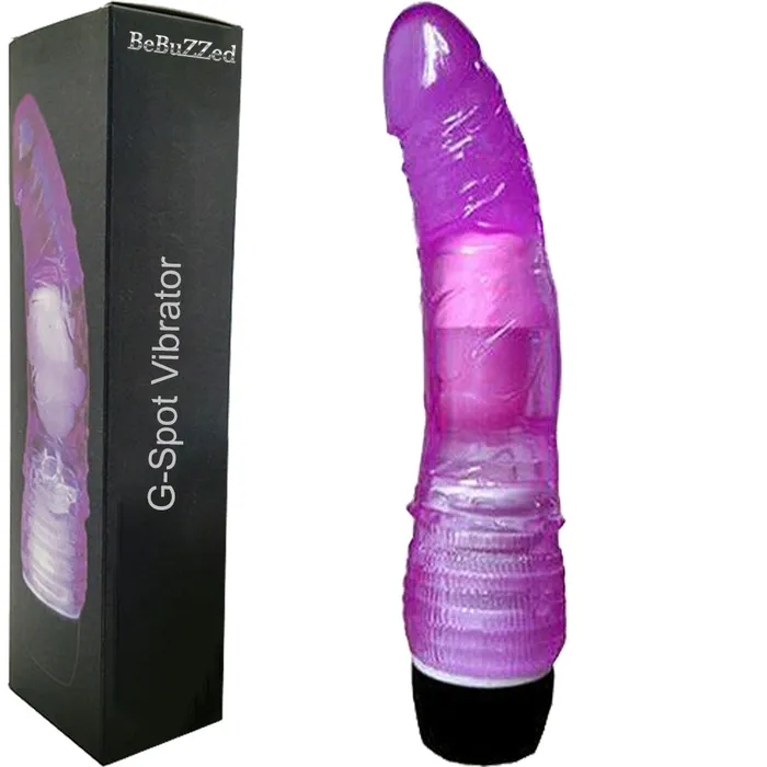 Vibrators BeBuZZed BeBuzzed Lucas 8 Crystal Jelly Dildo Vibrator Purple