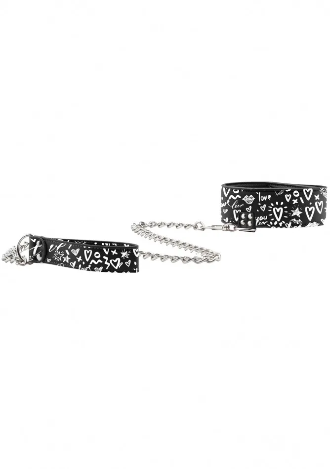 Vibrators Collar With Leash Love Street Art Fasion Black Shots America