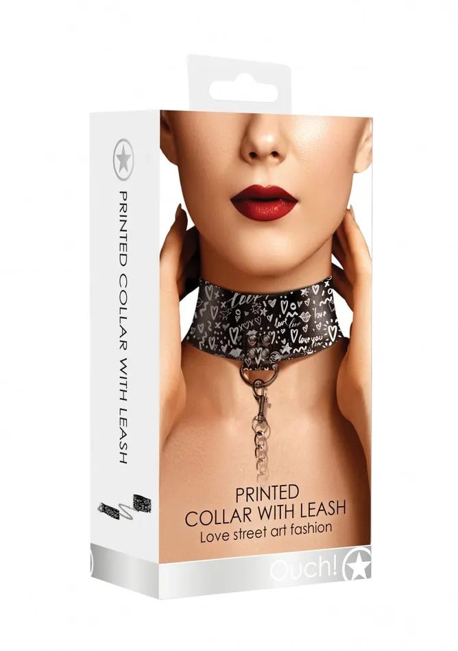 Vibrators Collar With Leash Love Street Art Fasion Black Shots America