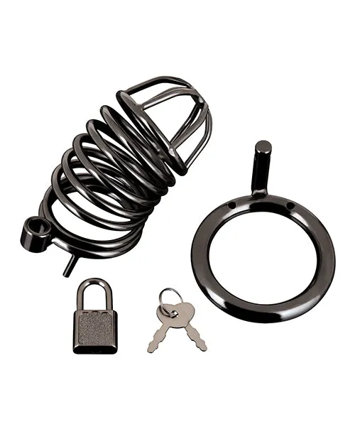 Vibrators Electric Eel INC Blue Line Deluxe Chastity Cage Black