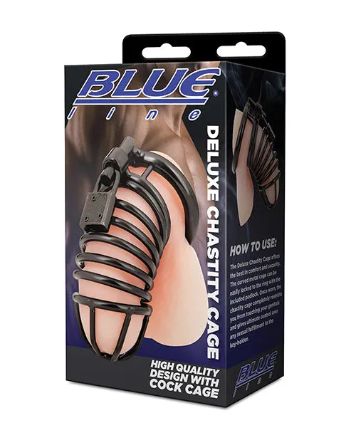 Vibrators Electric Eel INC Blue Line Deluxe Chastity Cage Black