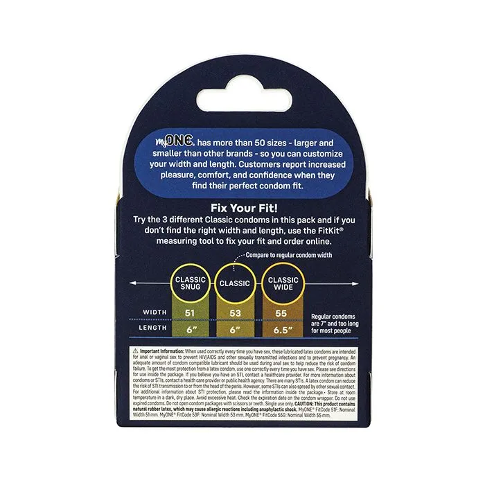 Vibrators My One Classic Sampler Condoms Pack of 3 Paradise Marketing