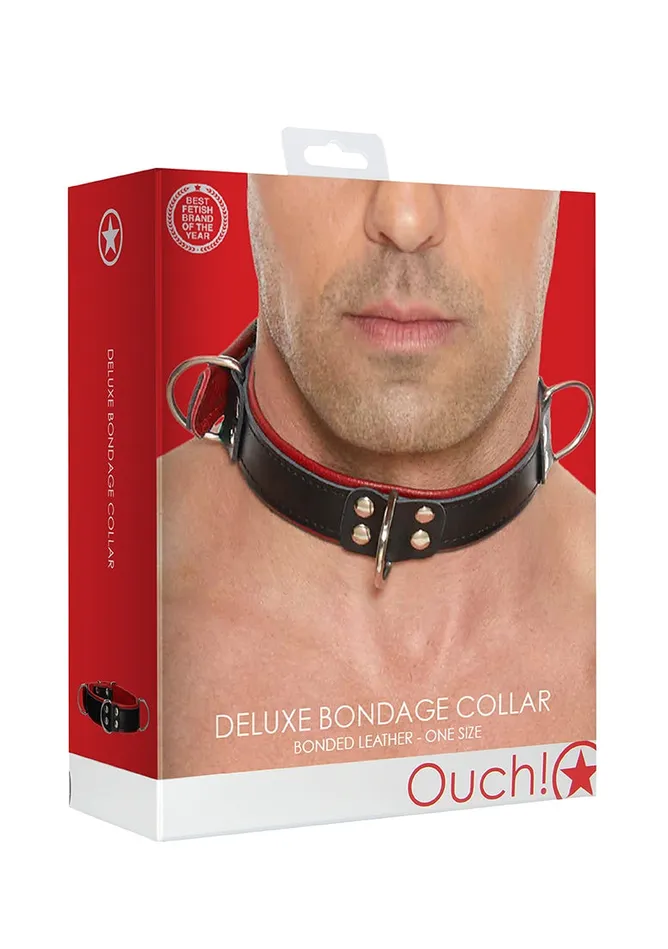 Vibrators Shots America Deluxe Bondage Collar One Size Red