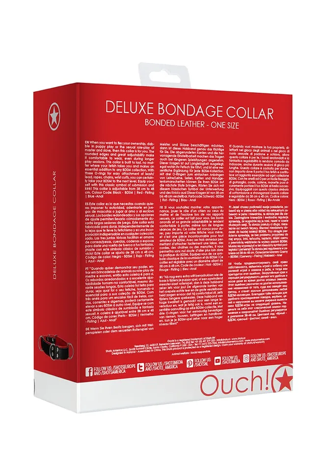 Vibrators Shots America Deluxe Bondage Collar One Size Red