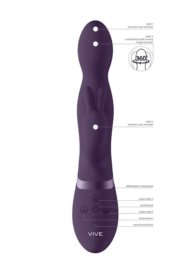 Vibrators Shots America Niva 360degrees Rabbit Purple