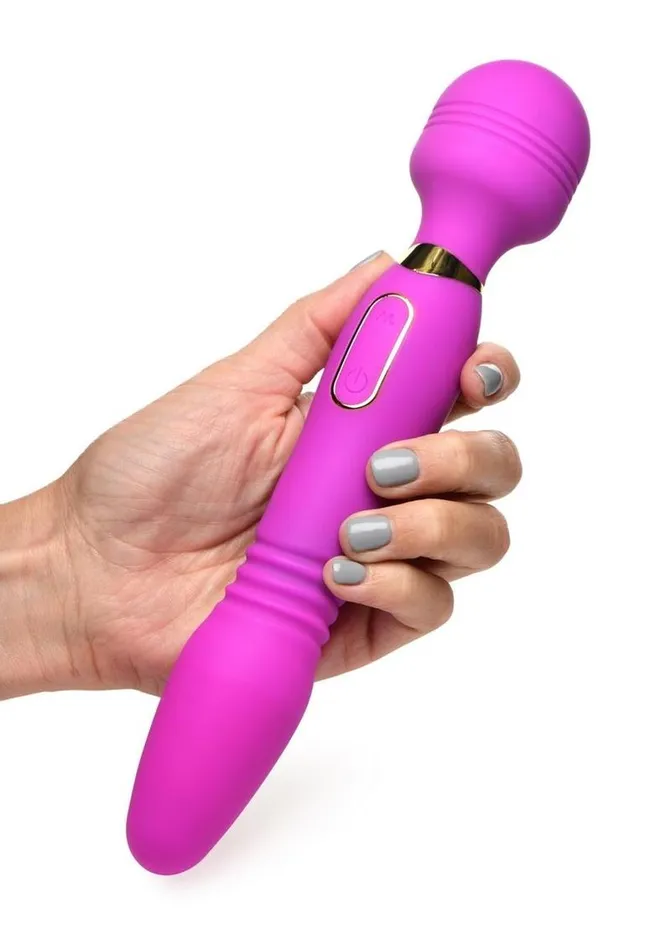 Wand Essentials Vibrators Wand Essential Ultra ThrustHer Deluxe Rechargeable Silicone Thrusting and Vibrating Wand