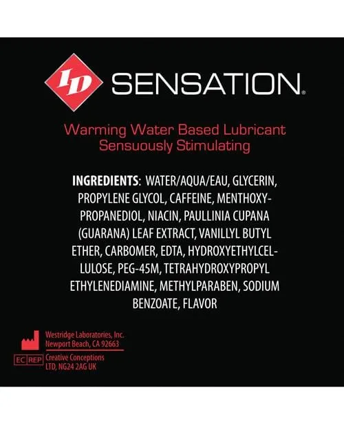 Westridge Laboratories Lubricants ID Sensation Waterbased Warming Lubricant
