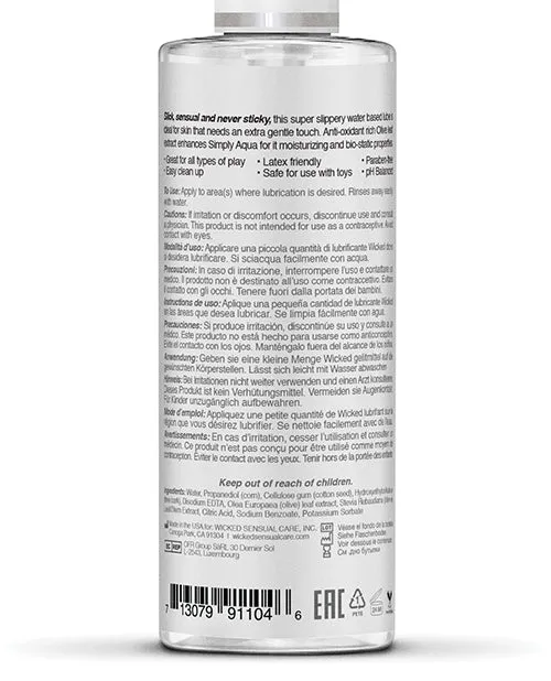 Wicked Sensual Care Simply Aqua Lubricant 4 oz Wicked Sensual Care Lubricants