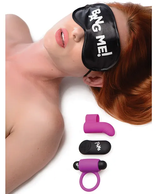 Xr LLC Vibrators Bang Couples Kit Bullet Blindfold Cock Ring Finger Vibe Purple