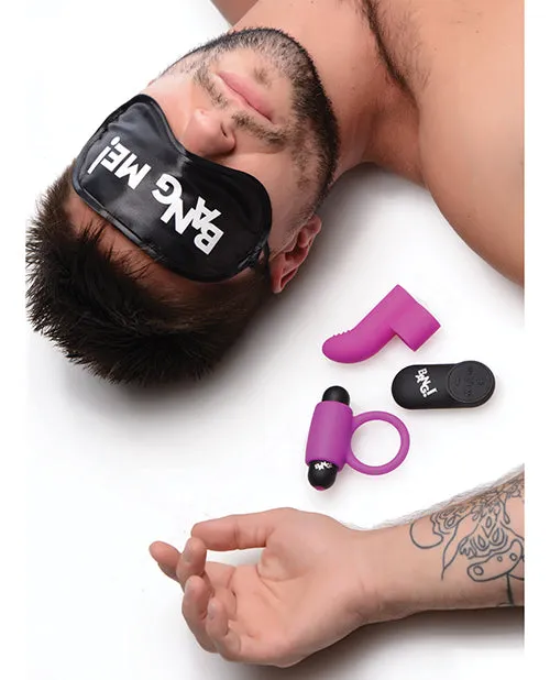 Xr LLC Vibrators Bang Couples Kit Bullet Blindfold Cock Ring Finger Vibe Purple