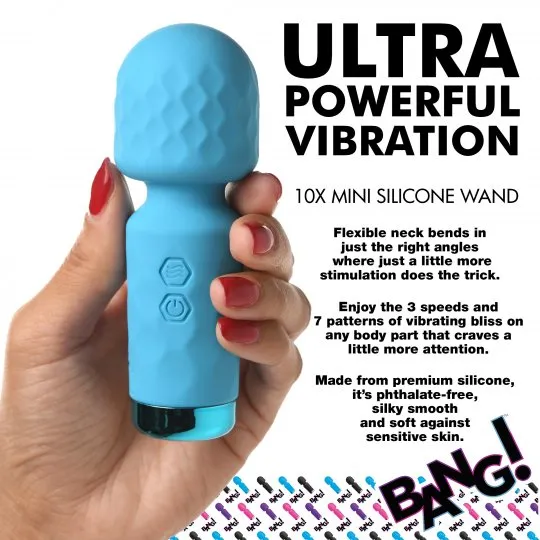 Xr LLC Vibrators Bang Mini Silicone Wand Vibrator Blue