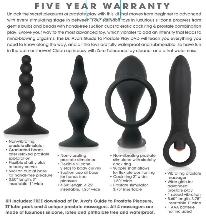 Zero Tolerance Anal Intro To Prostate Kit 5 Year Warranty