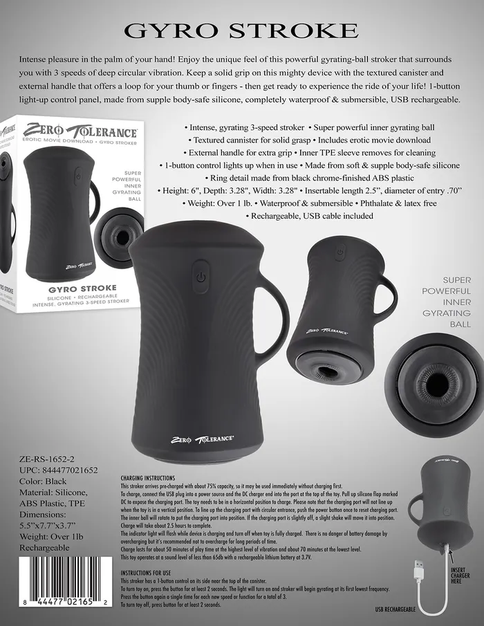 Zero Tolerance Male Sex Toys Gyro Stroke Gyrating 3Speed Stroker
